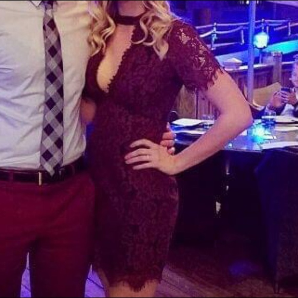 Burgundy lace dress